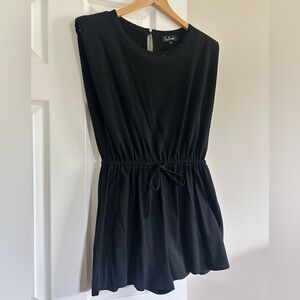 Lulu's Black Sleeveless Drawstring Waist Romper